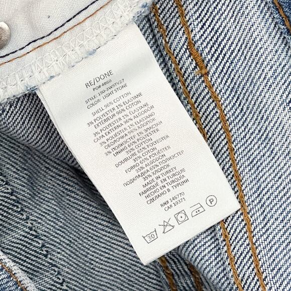 RE/DONE 70s High Rise Stove Pipe Jeans Women’s 24 Light Stone Wash - Picture 4 of 6